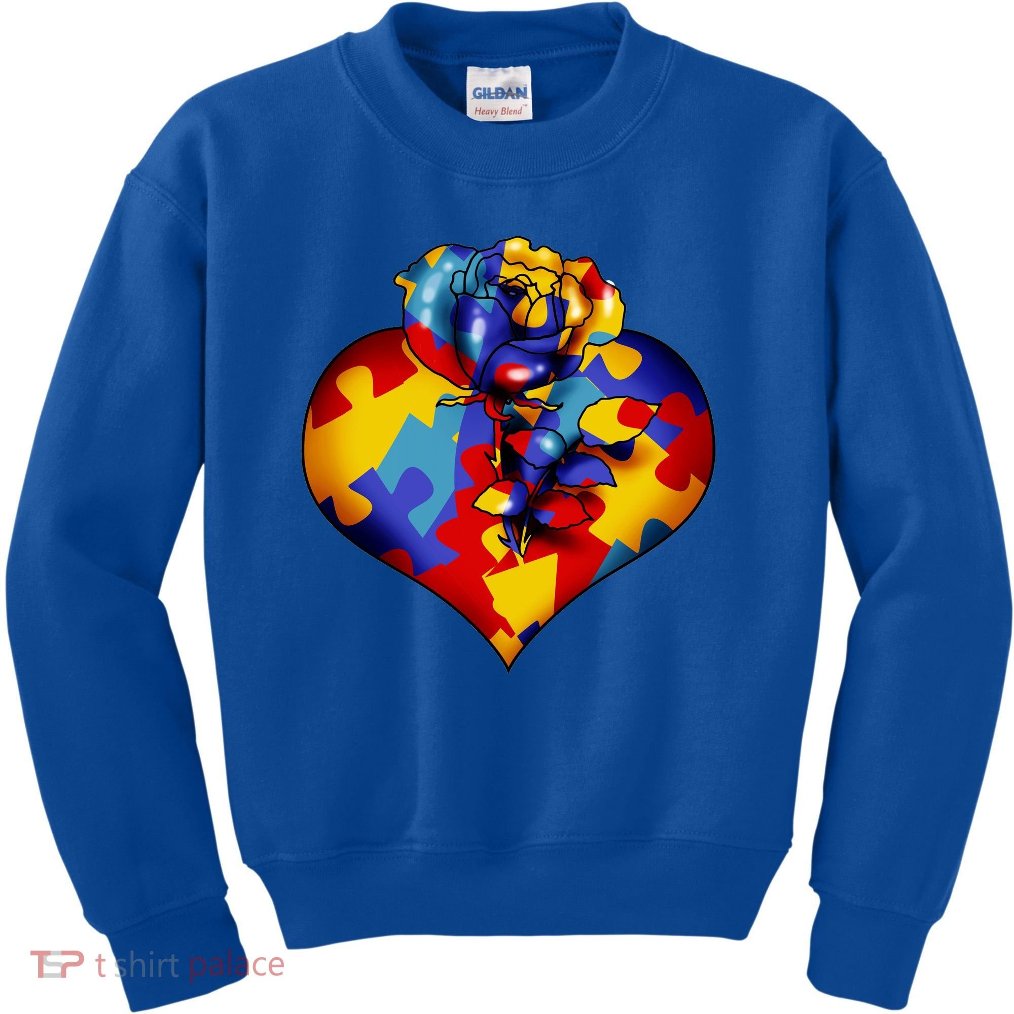 Autism Awareness Rose Heart Kids Sweatshirt