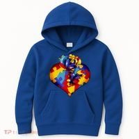 Autism Awareness Rose Heart Kids Hoodie thumb 0