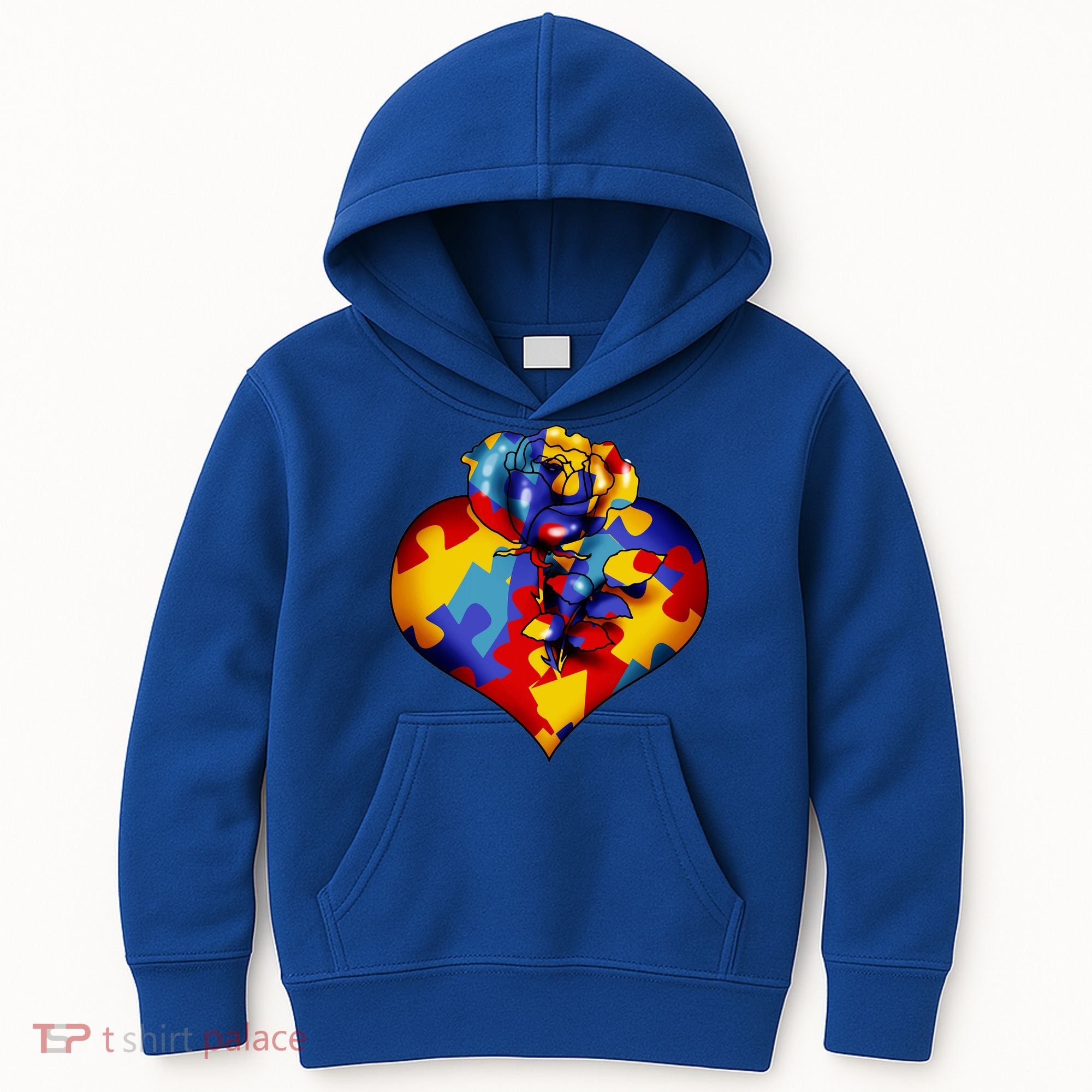 Autism Awareness Rose Heart Kids Hoodie