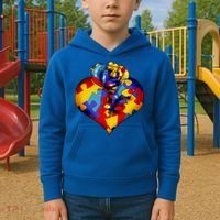 Autism Awareness Rose Heart Kids Hoodie thumb 2