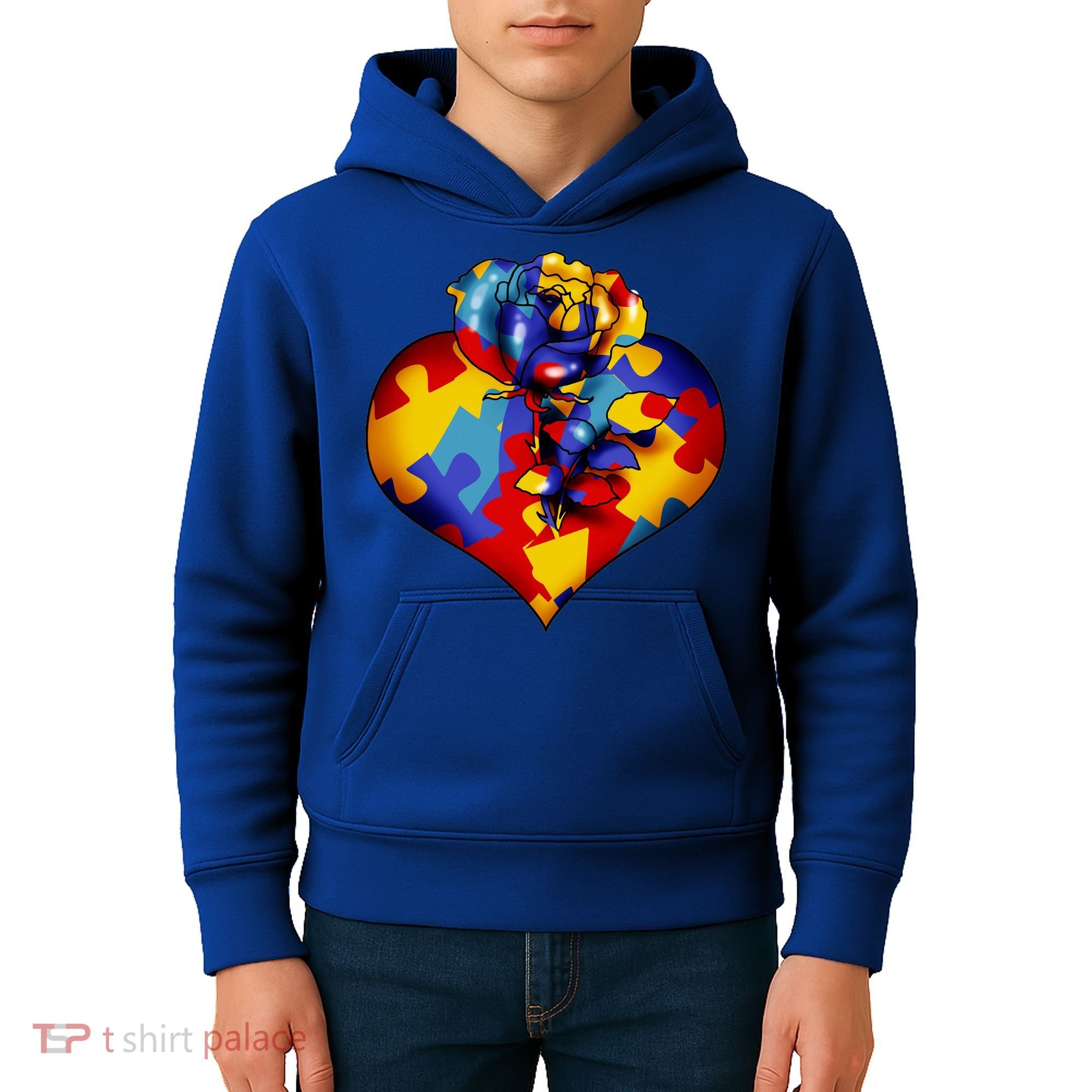 Autism Awareness Rose Heart Kids Hoodie