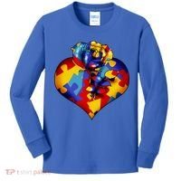 Autism Awareness Rose Heart Kids Long Sleeve Shirt thumb 0