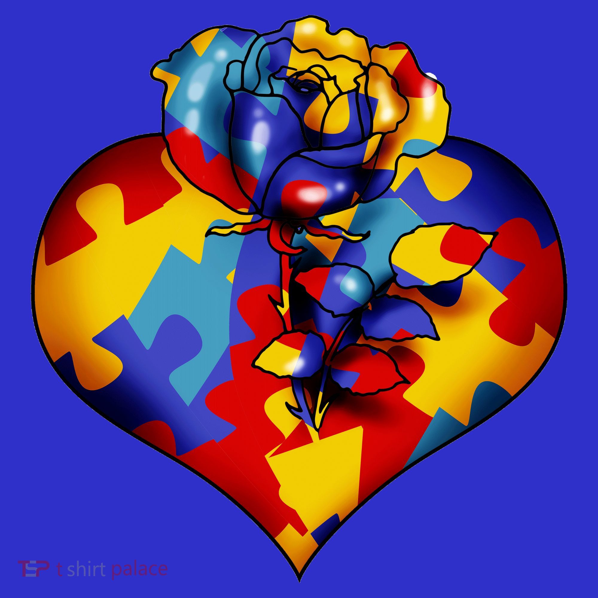Autism Awareness Rose Heart Kids Long Sleeve Shirt