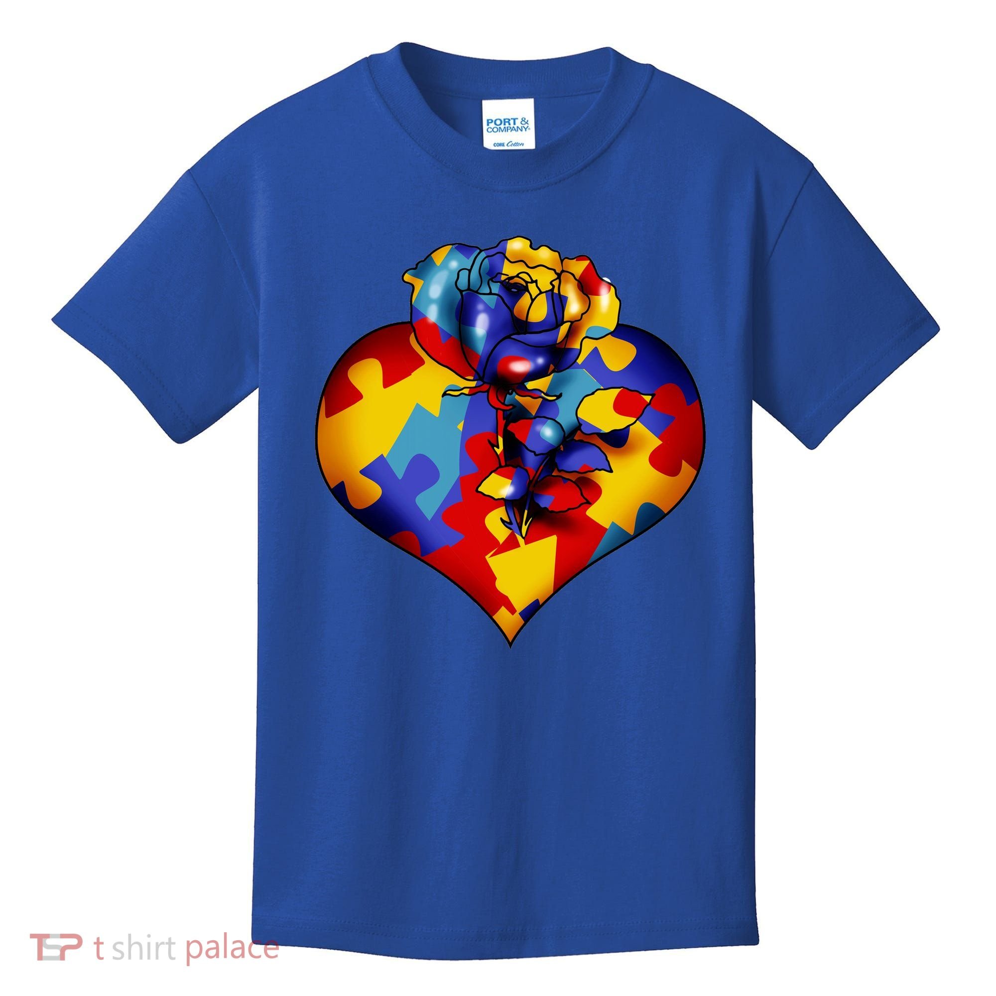 Autism Awareness Rose Heart Kids T-Shirt