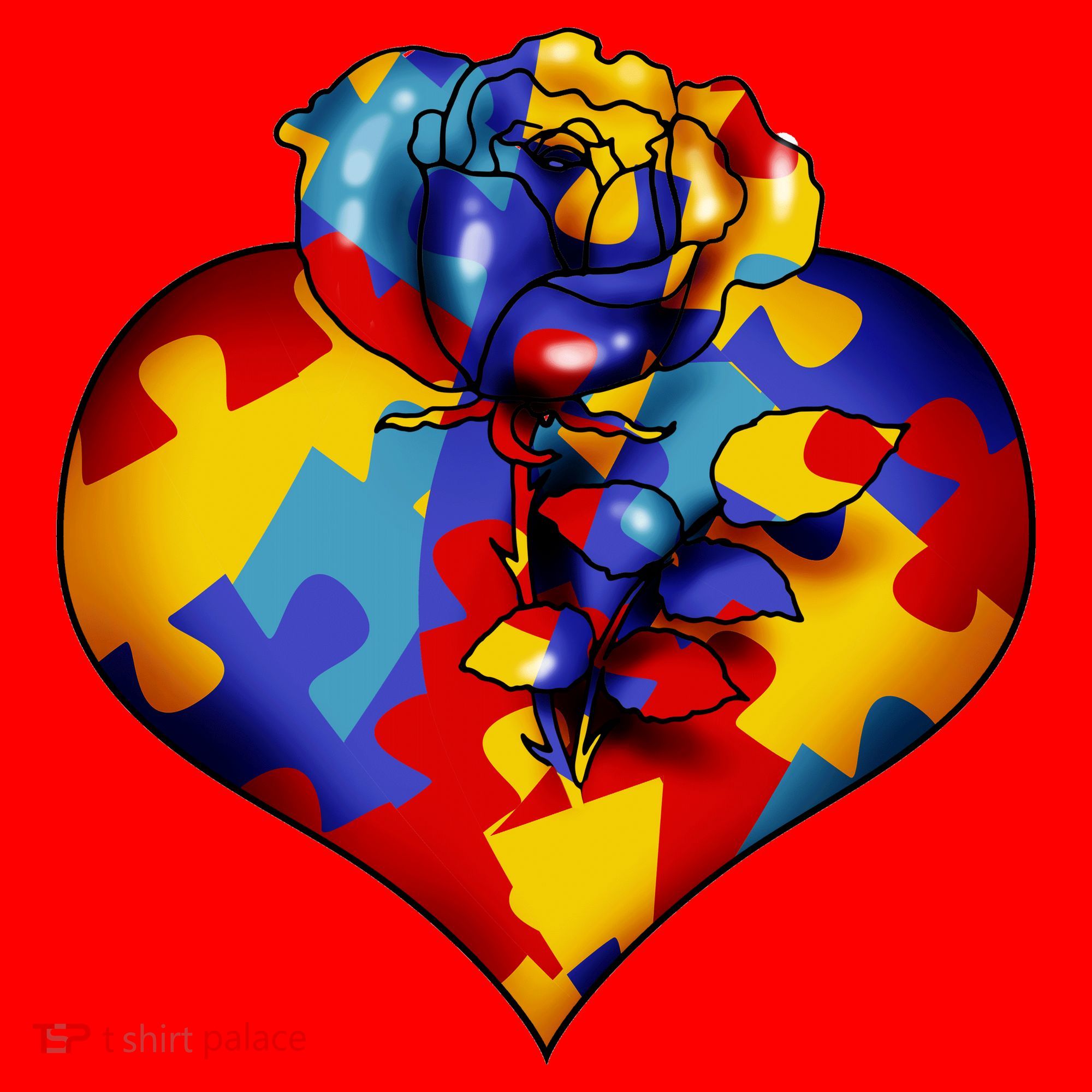 Autism Awareness Rose Heart Santa Hat