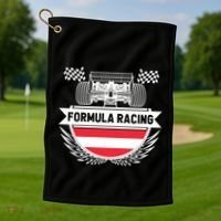 Austrian Auto Race Austria Flag Formula Racing Car Race Fan Cute Gift Golf Towel thumb 1