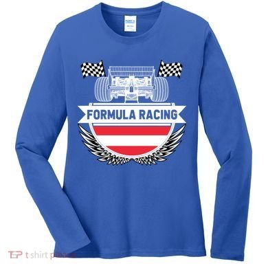 Austrian Auto Race Austria Flag Formula Racing Car Race Fan Cute Gift Women's Long Sleeve Shirt