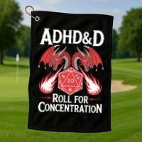 Adhd&d Adhd Roll For Concentration Golf Towel thumb 1