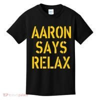 Aaron Says Relax Green Bay Football Quote Kids T-Shirt thumb 0