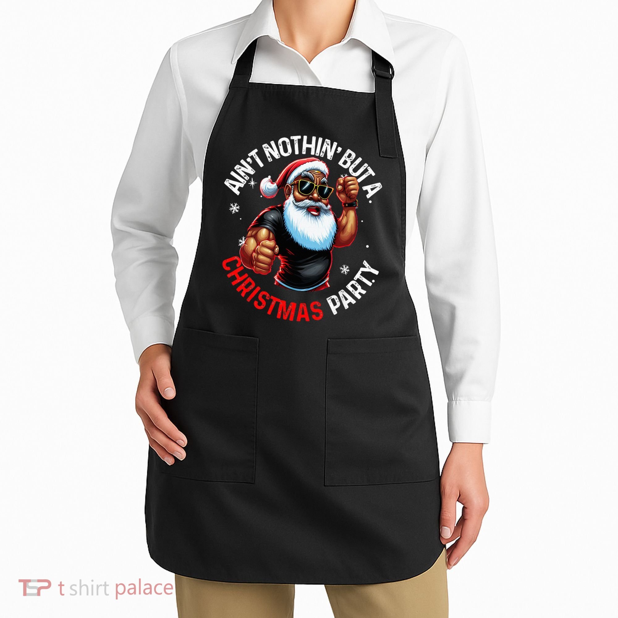 African American Santa Claus Christmas Pajama Apron