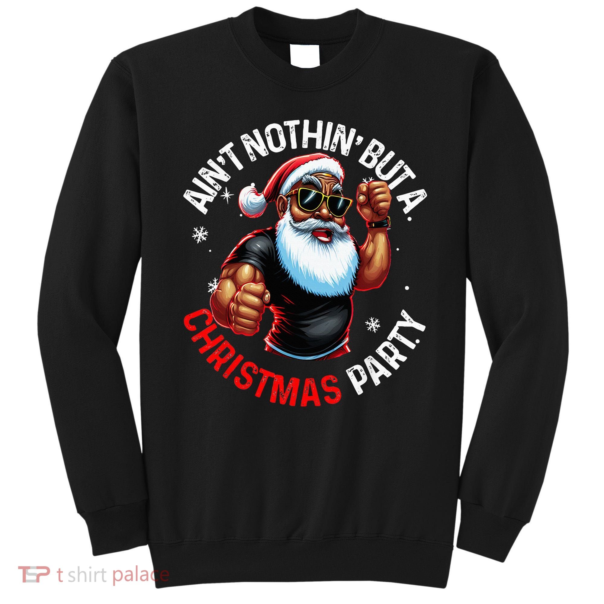 African American Santa Claus Christmas Pajama Sweatshirt