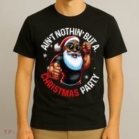 African American Santa Claus Christmas Pajama T-Shirt thumb 3