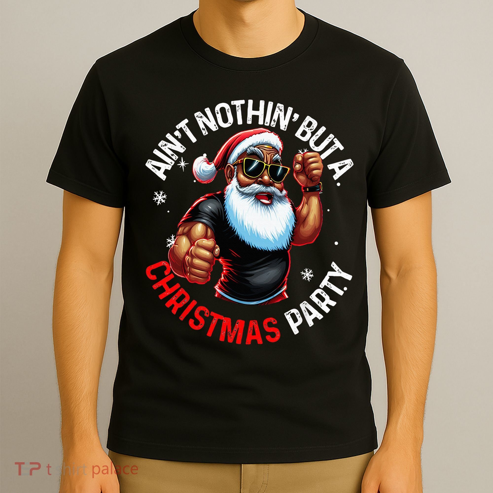 African American Santa Claus Christmas Pajama T-Shirt