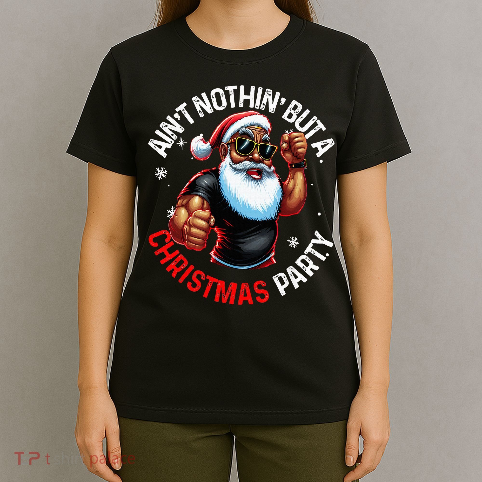 African American Santa Claus Christmas Pajama T-Shirt