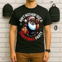 African American Santa Claus Christmas Pajama T-Shirt thumb 6