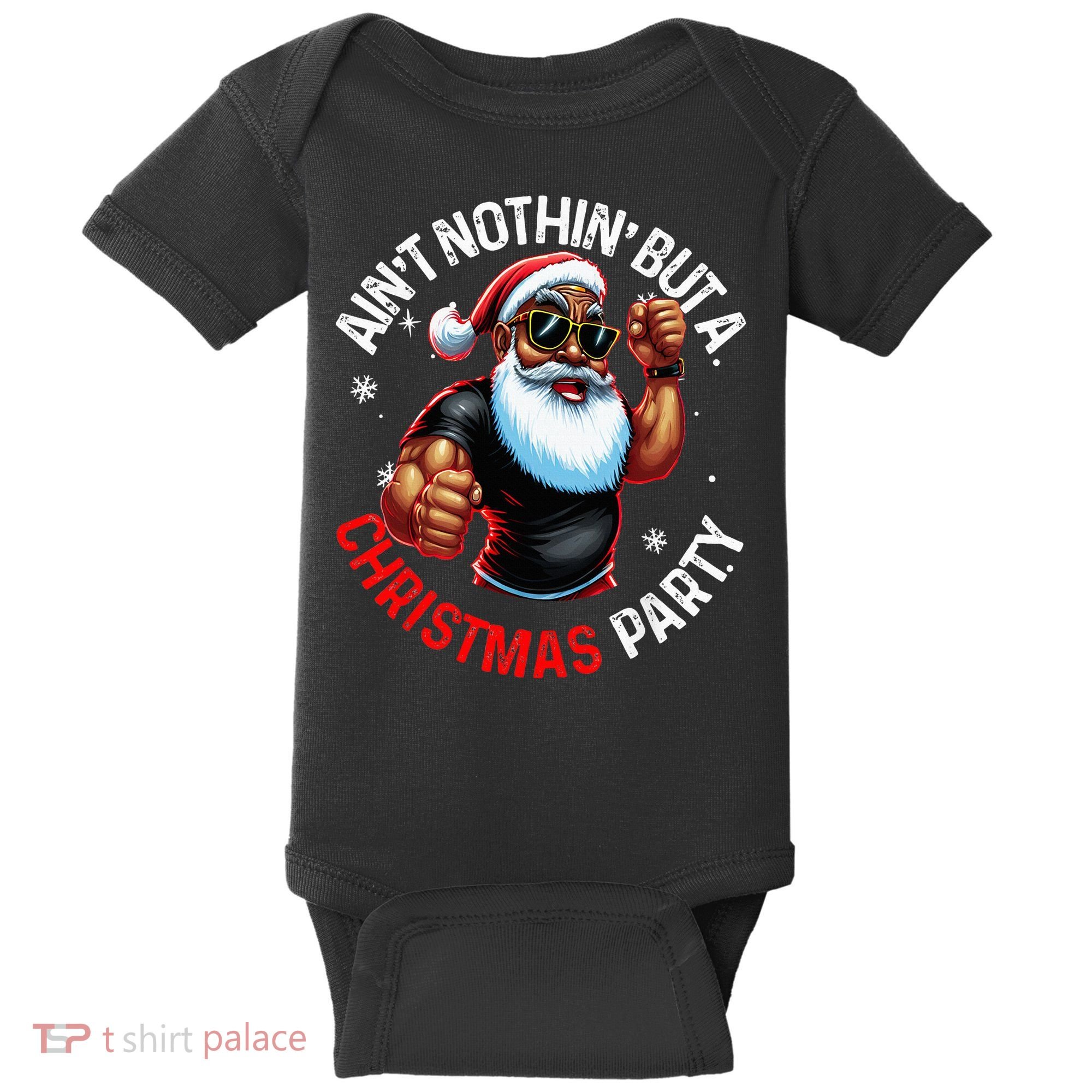 African American Santa Claus Christmas Pajama Baby Bodysuit
