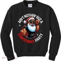African American Santa Claus Christmas Pajama Kids Sweatshirt thumb 0