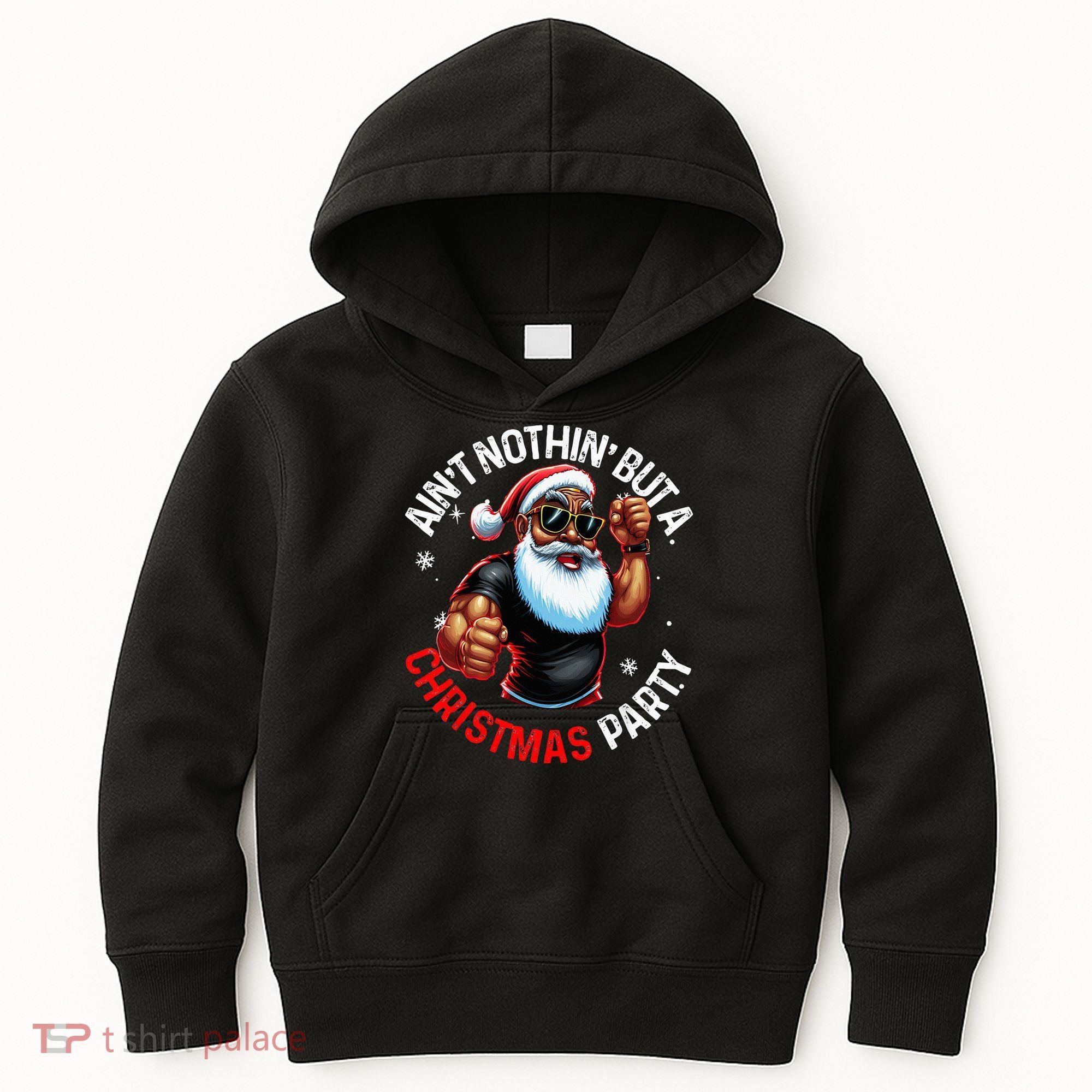 African American Santa Claus Christmas Pajama Kids Hoodie