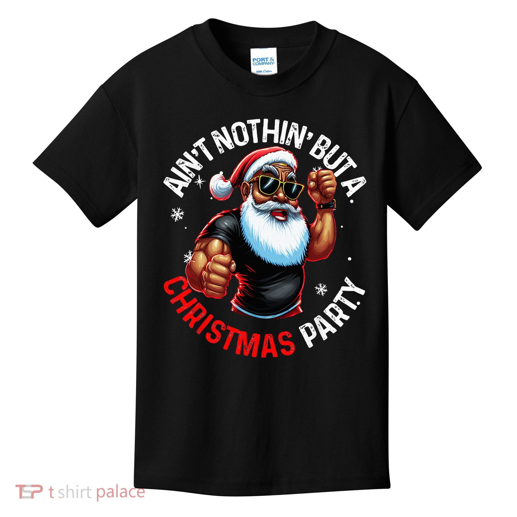 African American Santa Claus Christmas Pajama Kids T-Shirt
