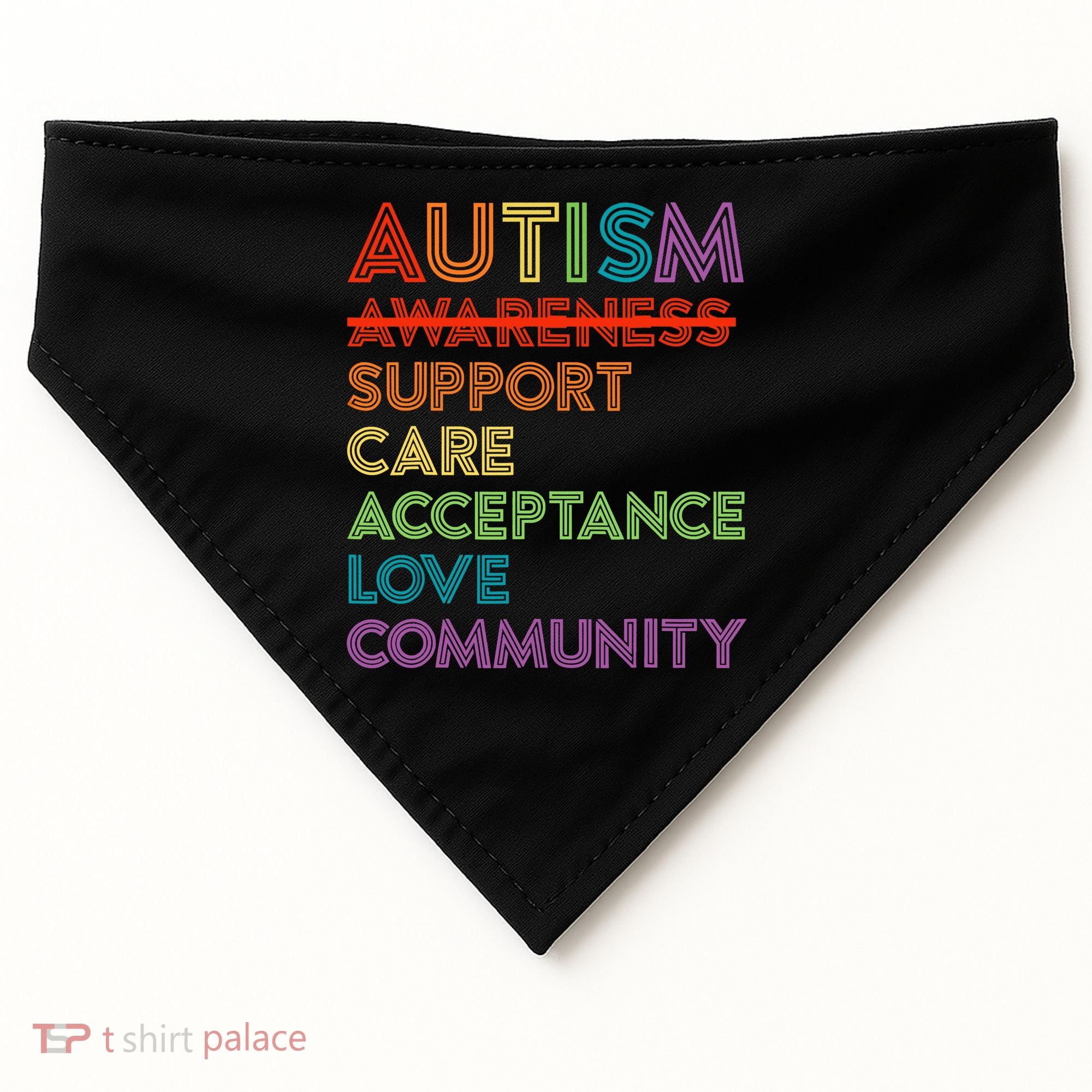 Autism Awareness Support Care Acceptance Ally USA-Made Doggie Bandana