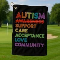 Autism Awareness Support Care Acceptance Ally Golf Towel thumb 1