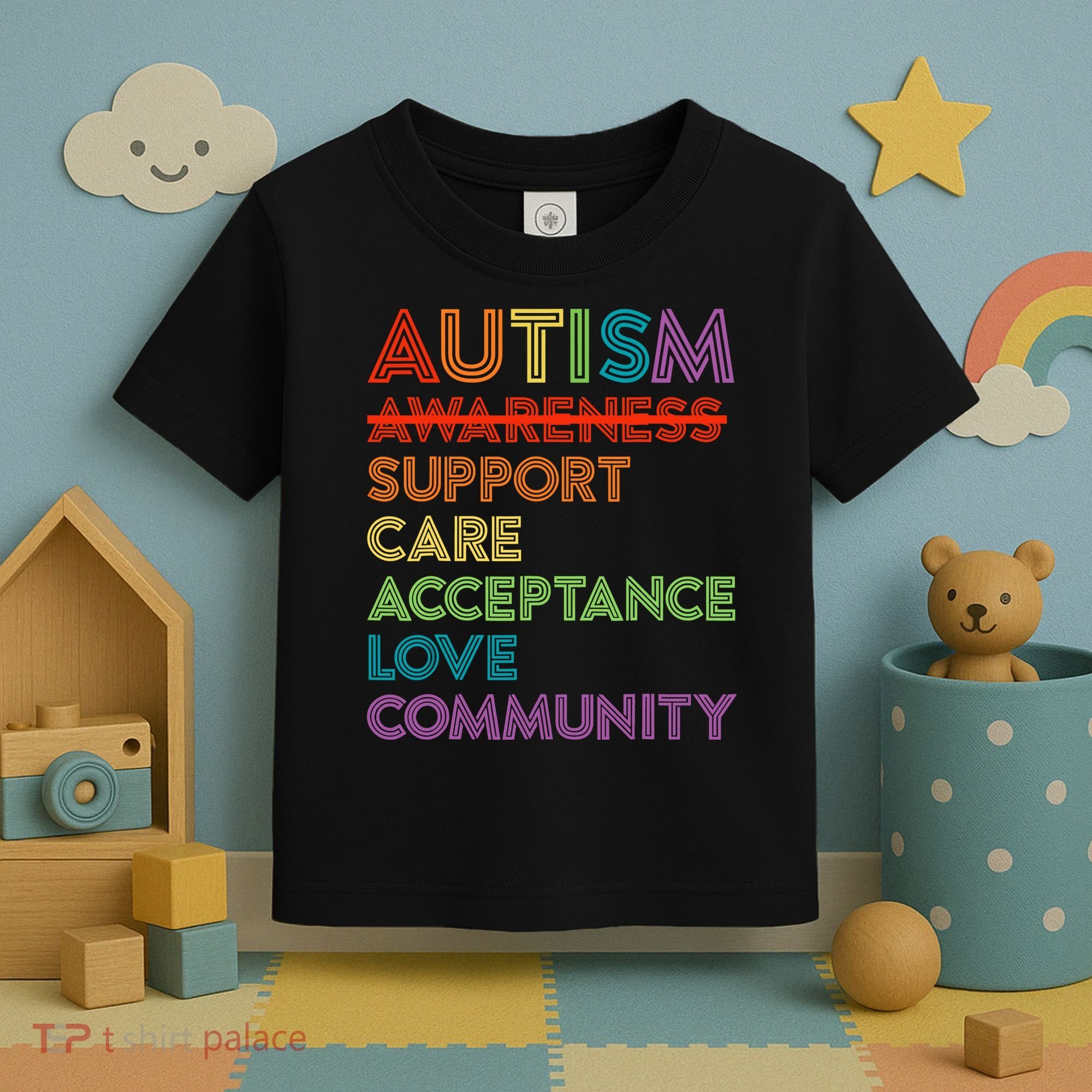 Autism Awareness Support Care Acceptance Ally Toddler T-Shirt