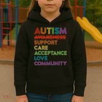 Autism Awareness Support Care Acceptance Ally Kids Hoodie thumb 3