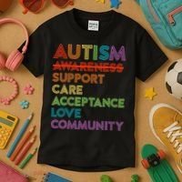 Autism Awareness Support Care Acceptance Ally Kids T-Shirt thumb 3