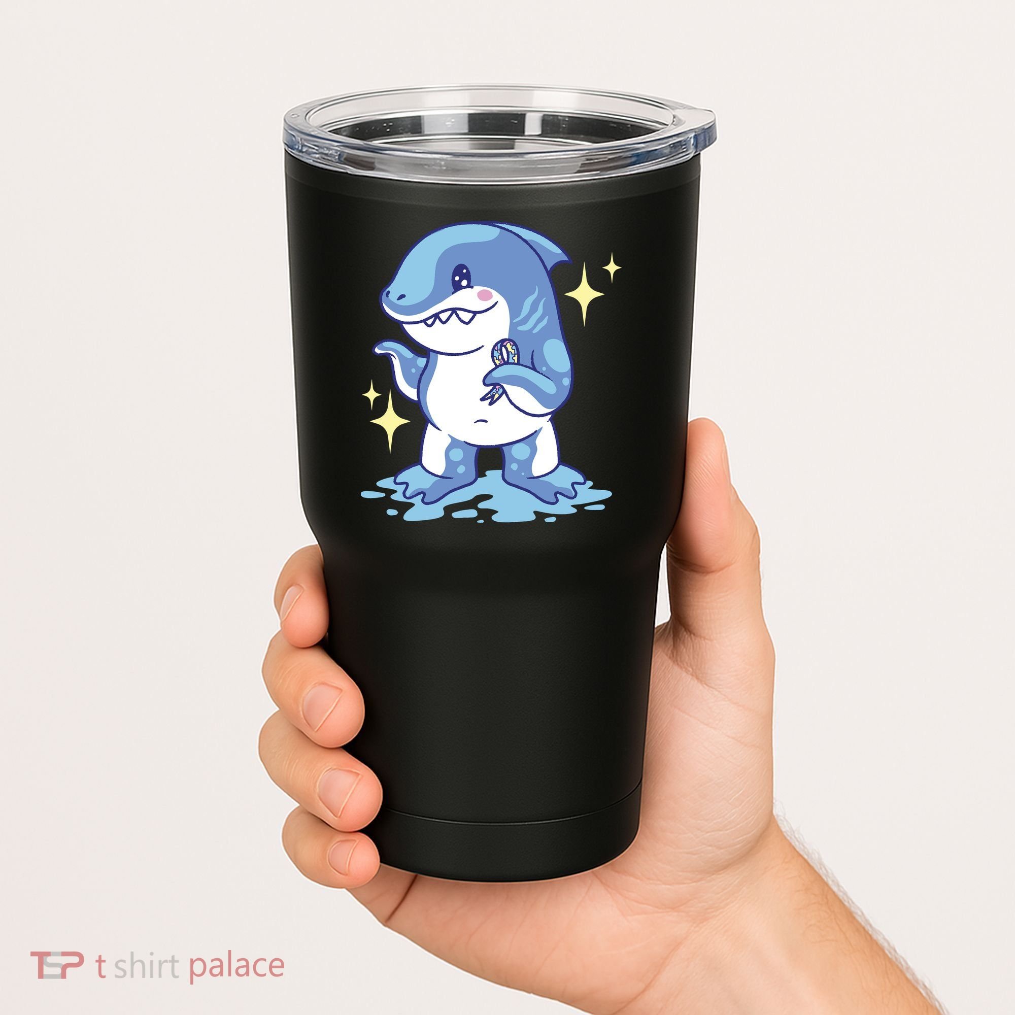 Autism Awareness Shark Ribbon Tumbler
