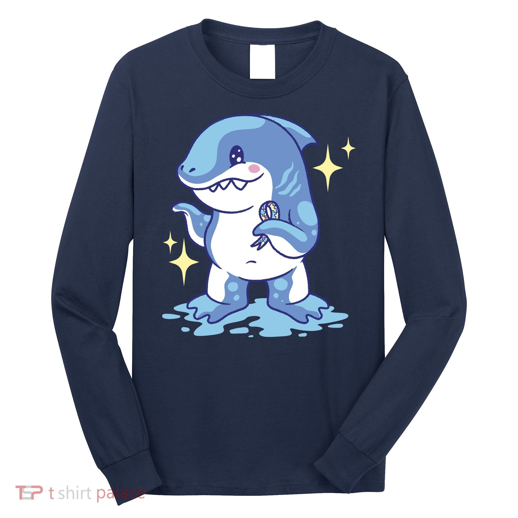 Autism Awareness Shark Ribbon Long Sleeve Shirt
