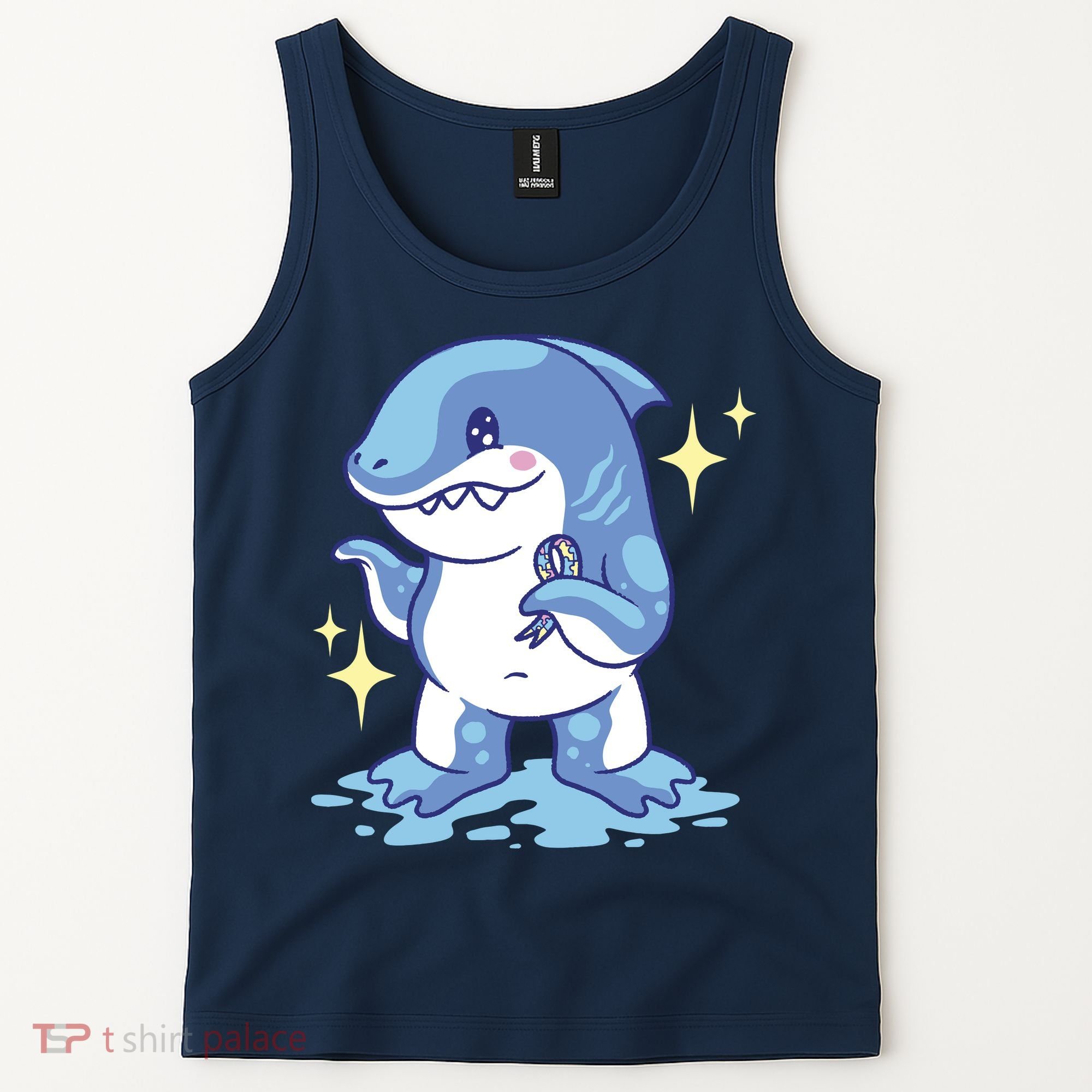 Autism Awareness Shark Ribbon Tank Top