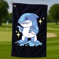 Autism Awareness Shark Ribbon Golf Towel thumb 1