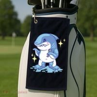 Autism Awareness Shark Ribbon Golf Towel thumb 2