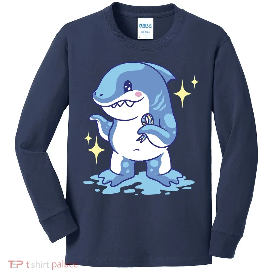 Autism Awareness Shark Ribbon Kids Long Sleeve Shirt