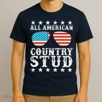 All American Stud Boy Country 4th of July USA Flag Gift T-Shirt thumb 3