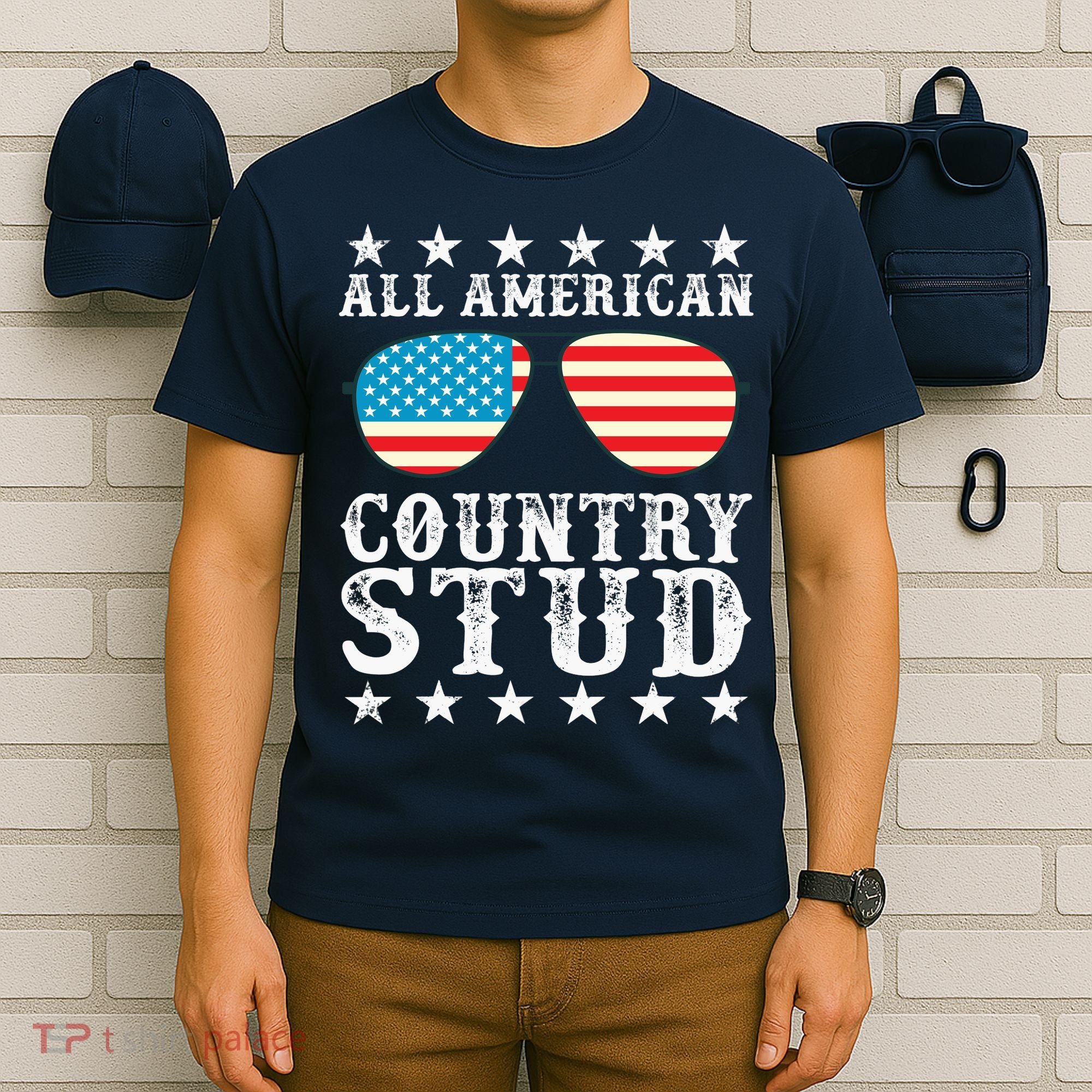 All American Stud Boy Country 4th of July USA Flag Gift T-Shirt