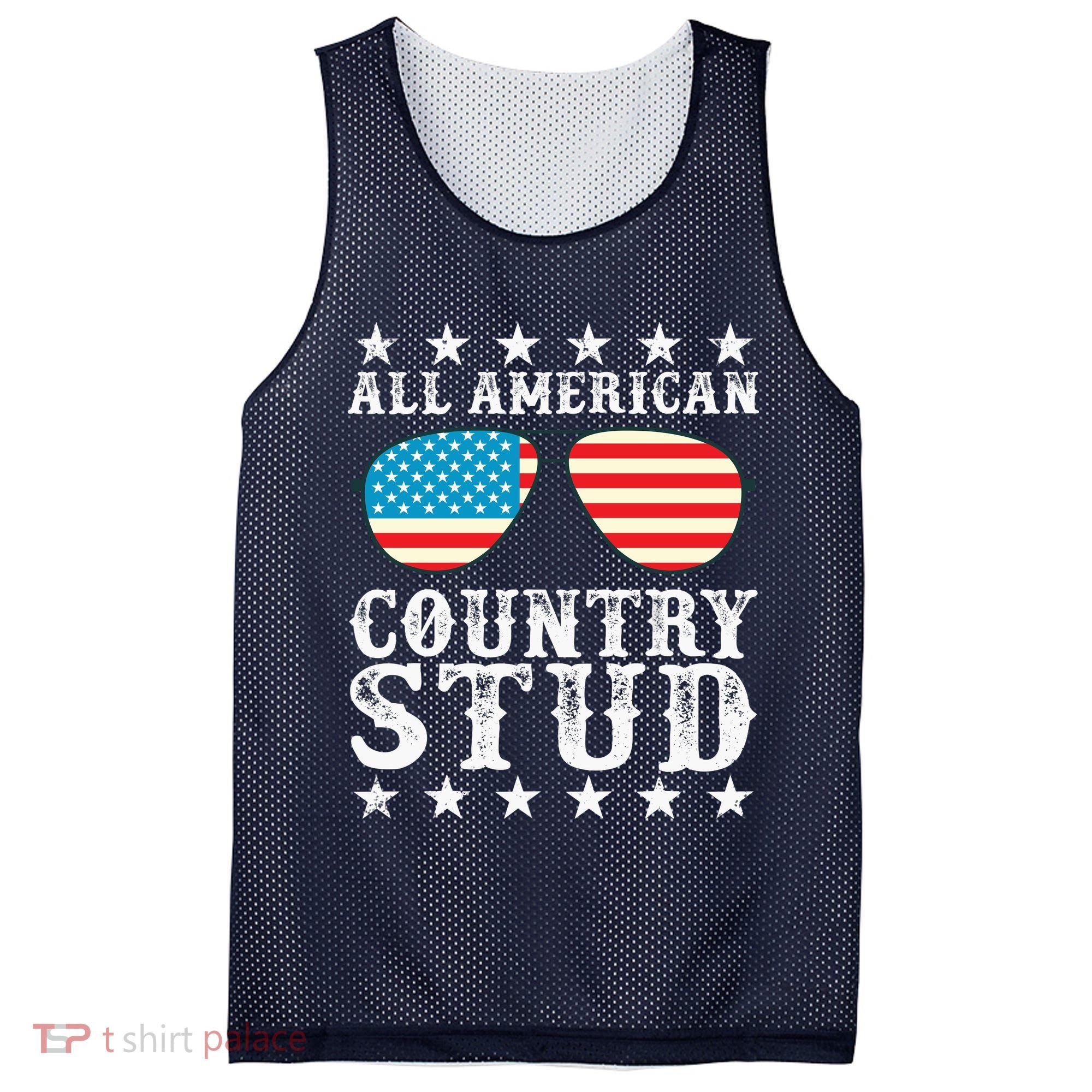 All American Stud Boy Country 4th of July USA Flag Gift Mesh Reversible Basketball Jersey Tank