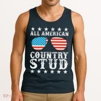All American Stud Boy Country 4th of July USA Flag Gift Tank Top thumb 3