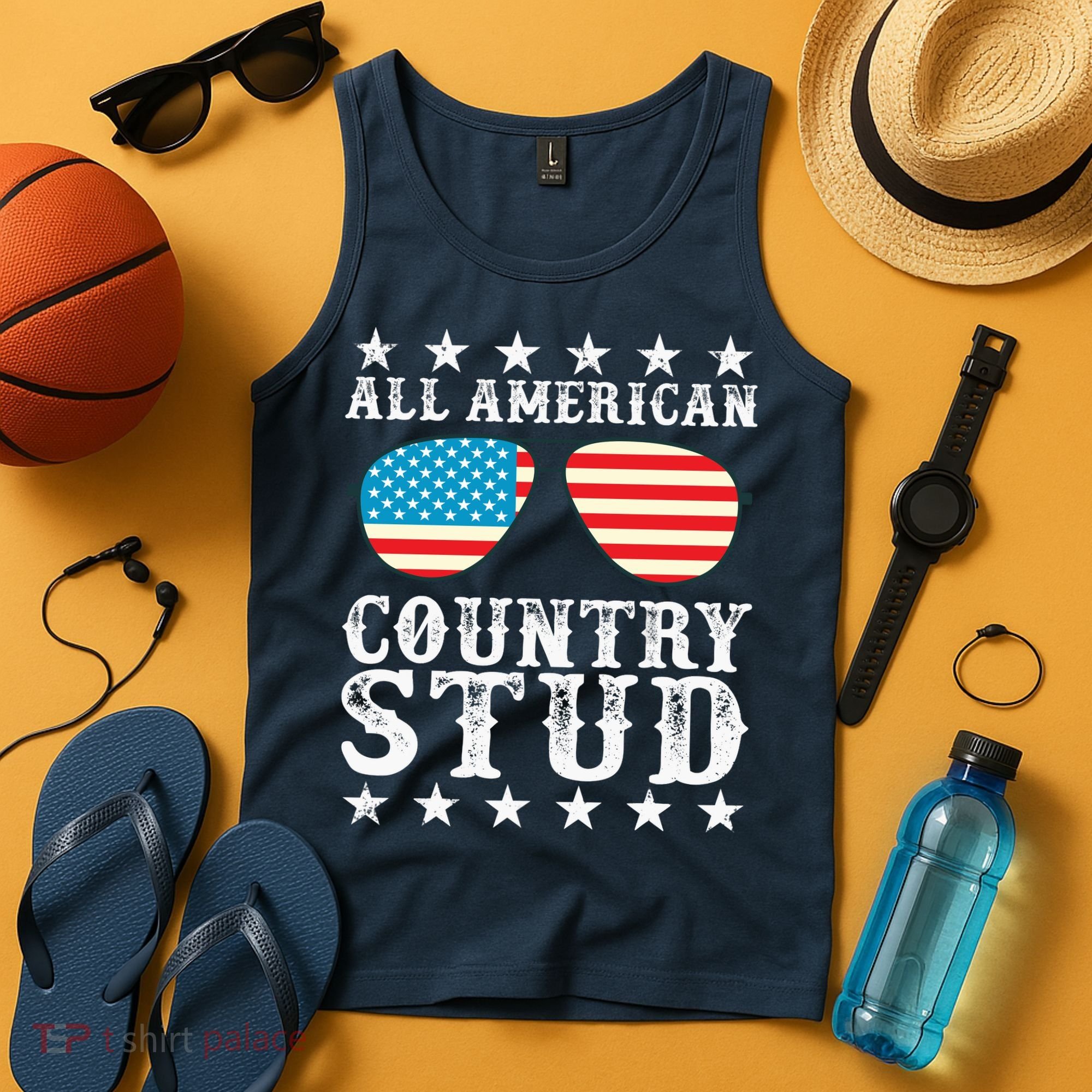 All American Stud Boy Country 4th of July USA Flag Gift Tank Top