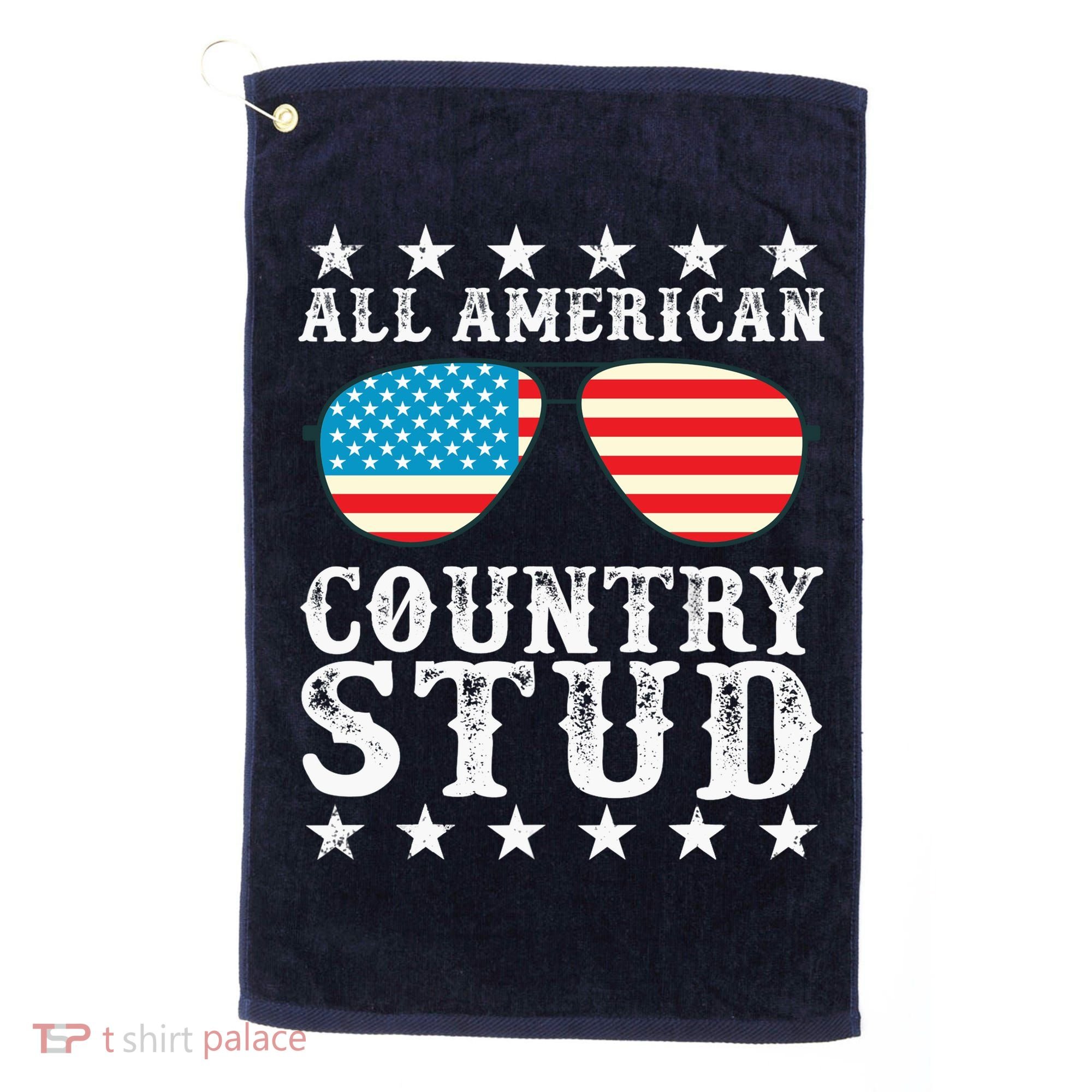 All American Stud Boy Country 4th of July USA Flag Gift Golf Towel