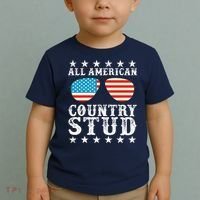 All American Stud Boy Country 4th of July USA Flag Gift Toddler T-Shirt thumb 2