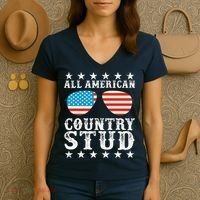 All American Stud Boy Country 4th of July USA Flag Gift Women's V-Neck T-Shirt thumb 3