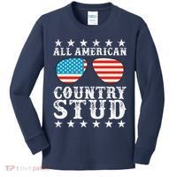 All American Stud Boy Country 4th of July USA Flag Gift Kids Long Sleeve Shirt thumb 0