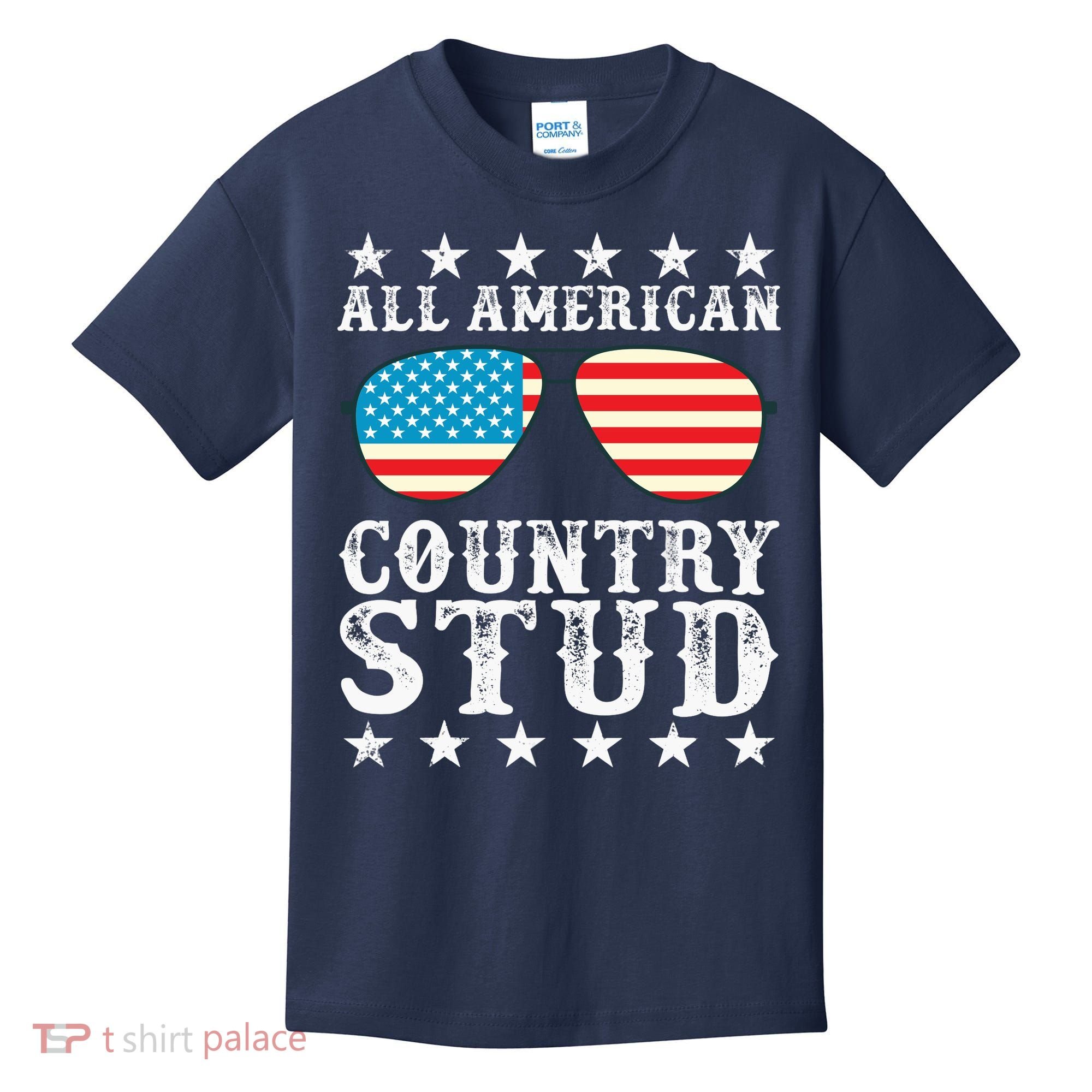 All American Stud Boy Country 4th of July USA Flag Gift Kids T-Shirt