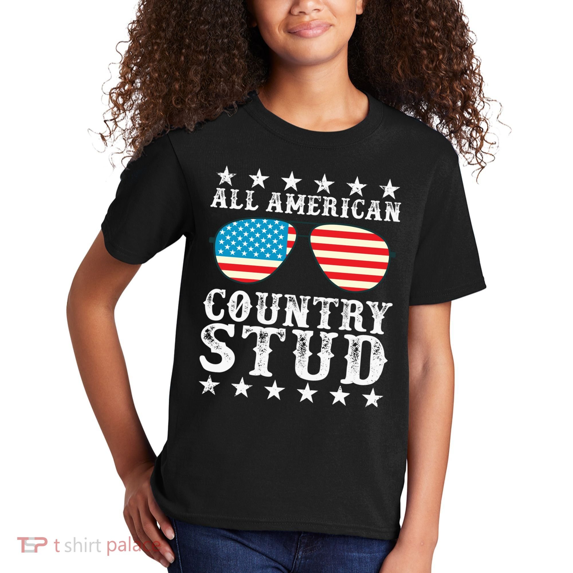 All American Stud Boy Country 4th of July USA Flag Gift Kids T-Shirt