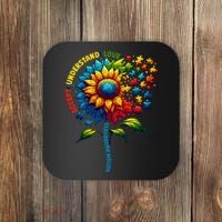 Autism Awareness Sunflower Autism Sunflower Coaster thumb 0