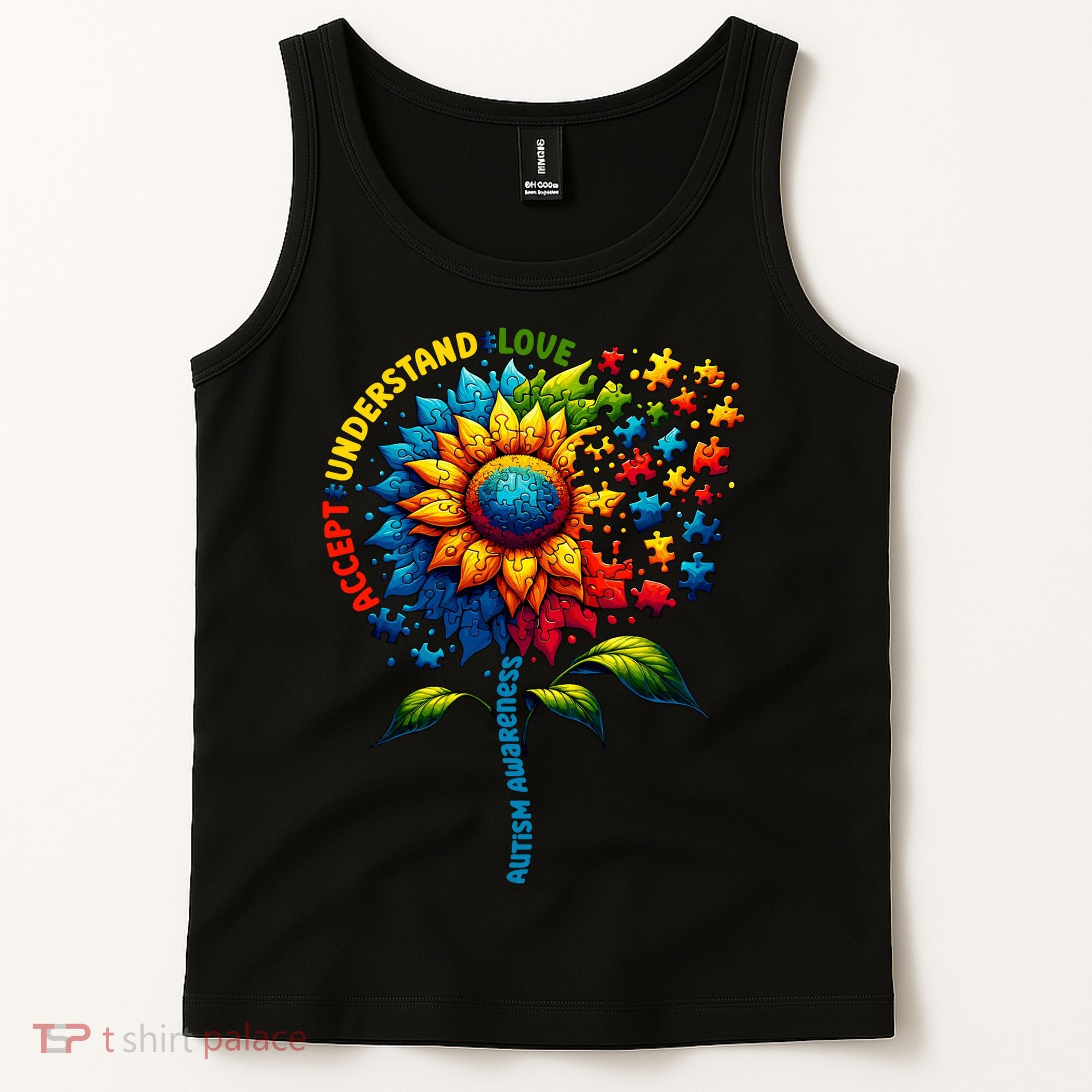 Autism Awareness Sunflower Autism Sunflower Tank Top