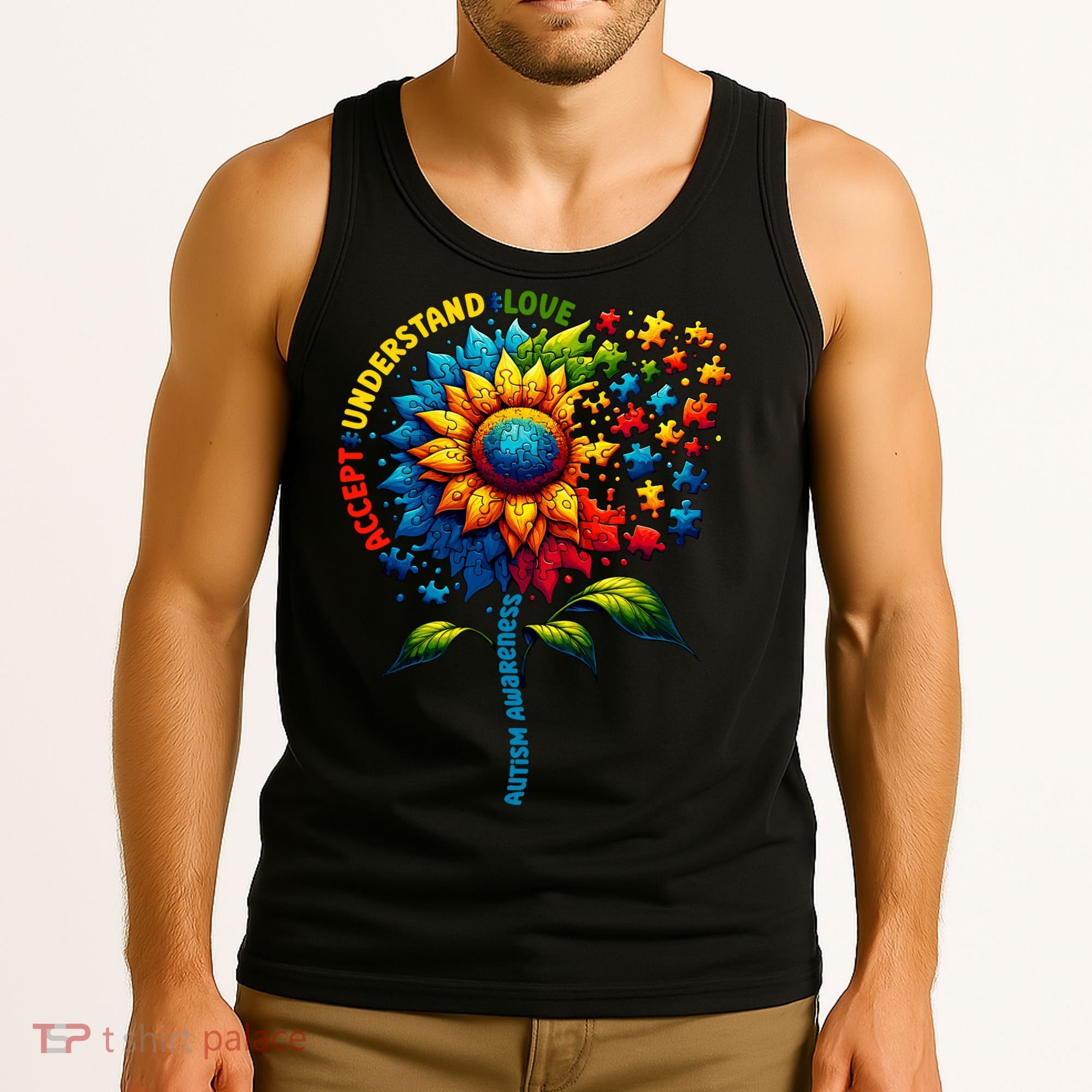 Autism Awareness Sunflower Autism Sunflower Tank Top
