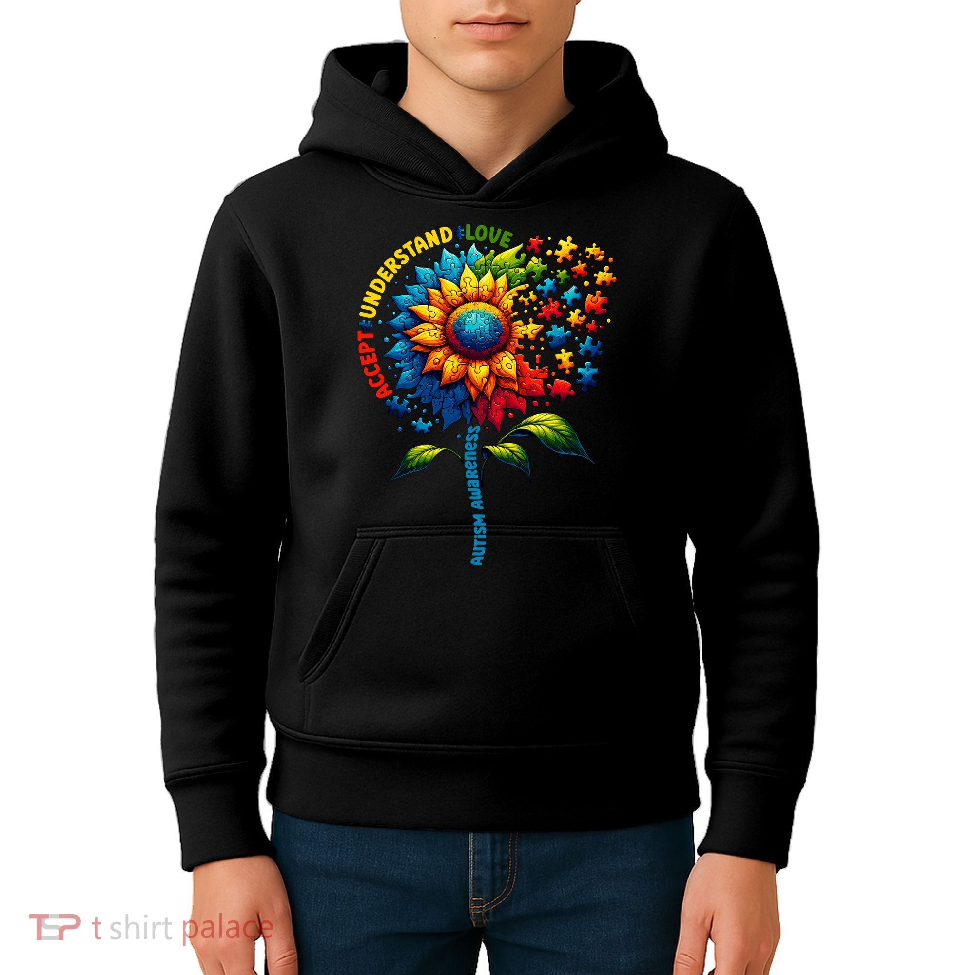 Autism Awareness Sunflower Autism Sunflower Kids Hoodie