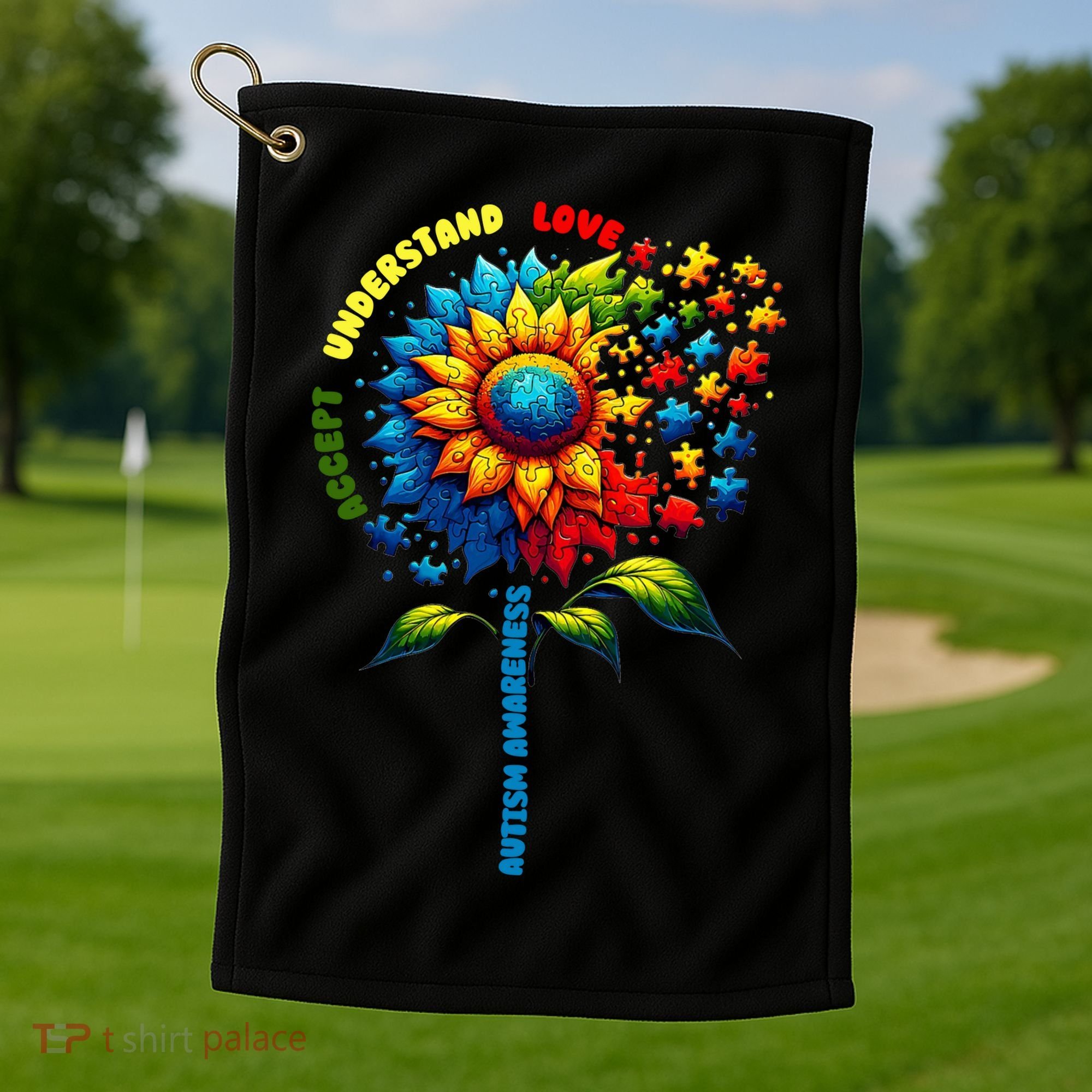 Autism Awareness Sunflower Quotes Golf Towel